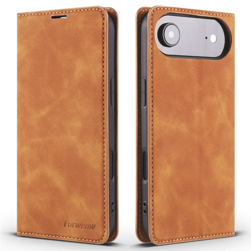 FORWENW For iPhone Air Wallet Case Magnetic Absorption Leather Flip Phone Cover with Stand - Brown