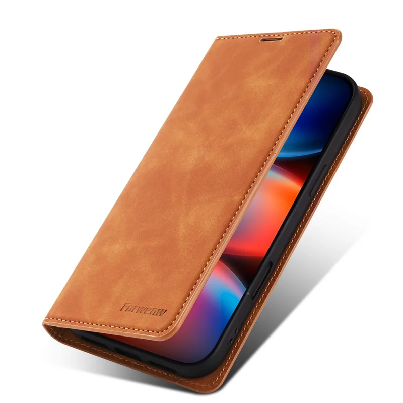 FORWENW For iPhone 17 Pro Wallet Case Magnetic Absorption Leather Flip Phone Cover with Stand - Brown
