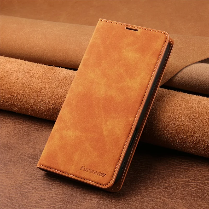 FORWENW For iPhone 17 Pro Wallet Case Magnetic Absorption Leather Flip Phone Cover with Stand - Brown