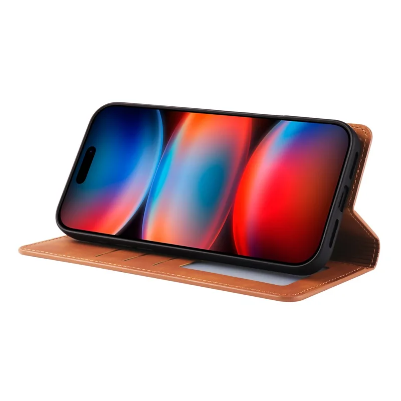 FORWENW For iPhone 17 Pro Max Wallet Case Magnetic Absorption Leather Flip Phone Cover with Stand - Brown