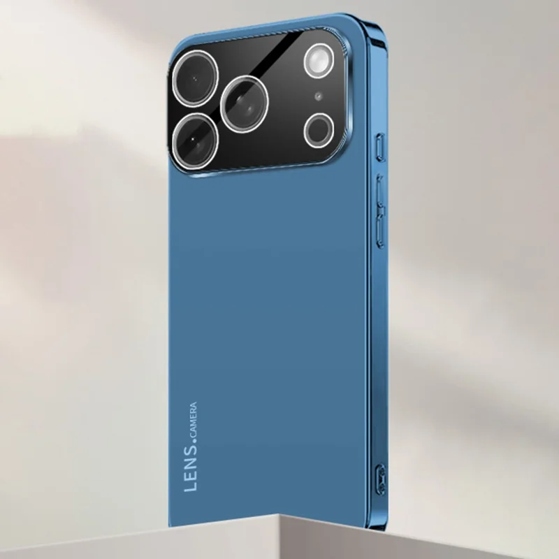 For iPhone 17 Pro Max Case Acrylic + TPU + Metal Anti-Scratch Phone Cover with Electroplating Frame - Navy Blue