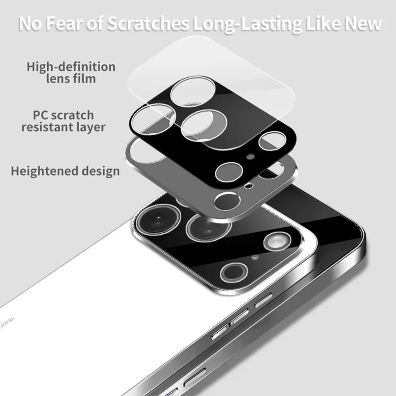 For iPhone 17 Pro Max Case Acrylic + TPU + Metal Anti-Scratch Phone Cover with Electroplating Frame - Navy Blue