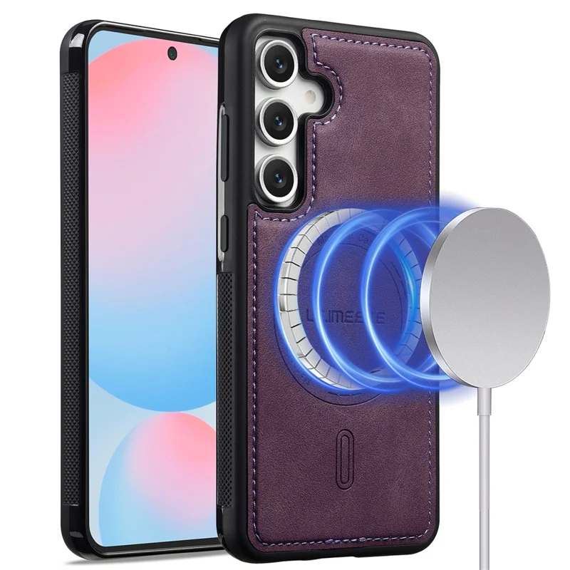 LC.IMEEKE L6 For Samsung Galaxy S23 FE Magnetic Case PU Leather Coated PC TPU Phone Cover - Purple