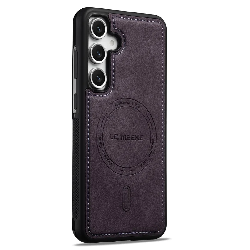 LC.IMEEKE L6 For Samsung Galaxy S23 FE Magnetic Case PU Leather Coated PC TPU Phone Cover - Purple