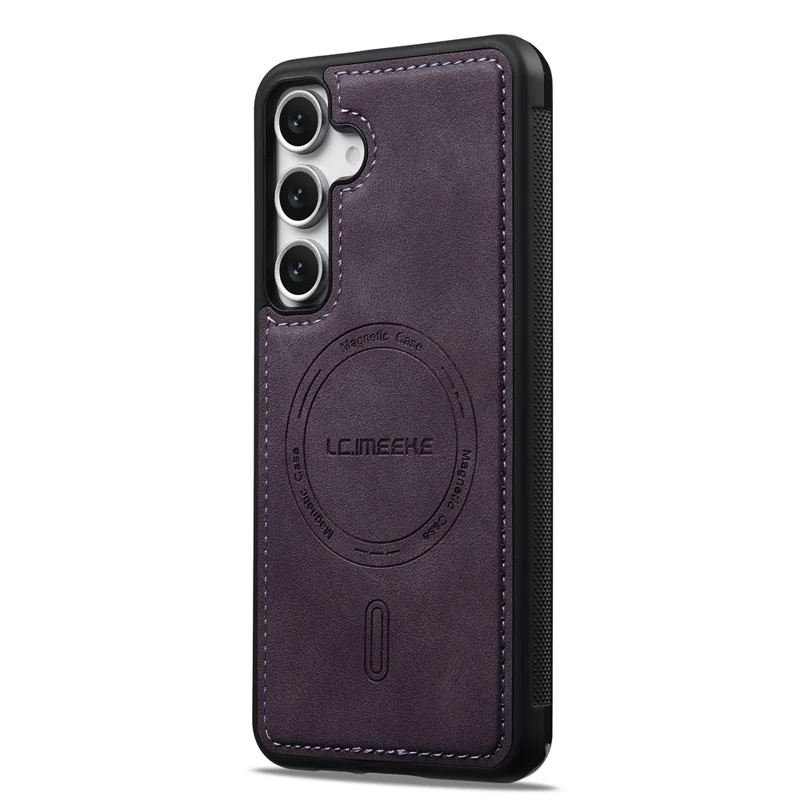 LC.IMEEKE L6 For Samsung Galaxy S23 FE Magnetic Case PU Leather Coated PC TPU Phone Cover - Purple