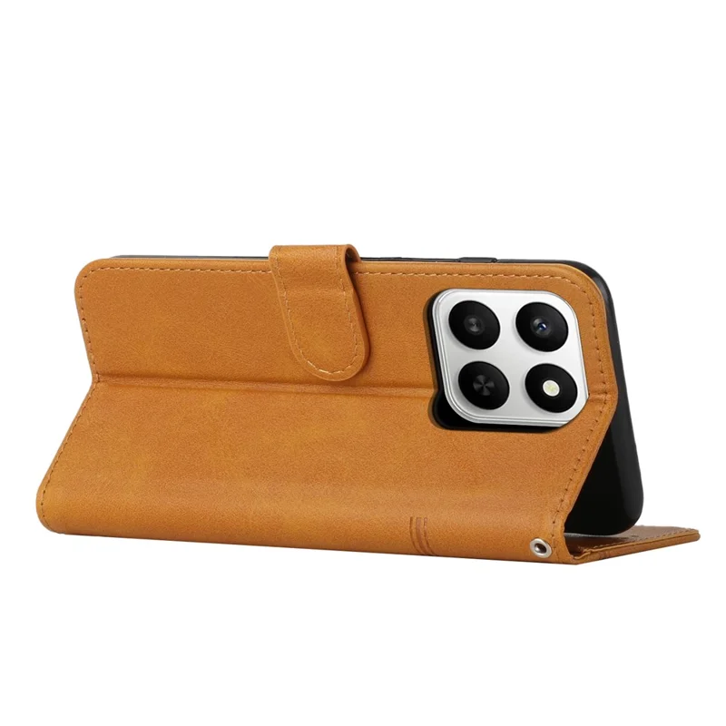 Leather Phone Case For Honor 400 Smart 5G / 4G / X7d 4G / 5G Foldable Stand Wallet Flip Cover with Strap - Yellow