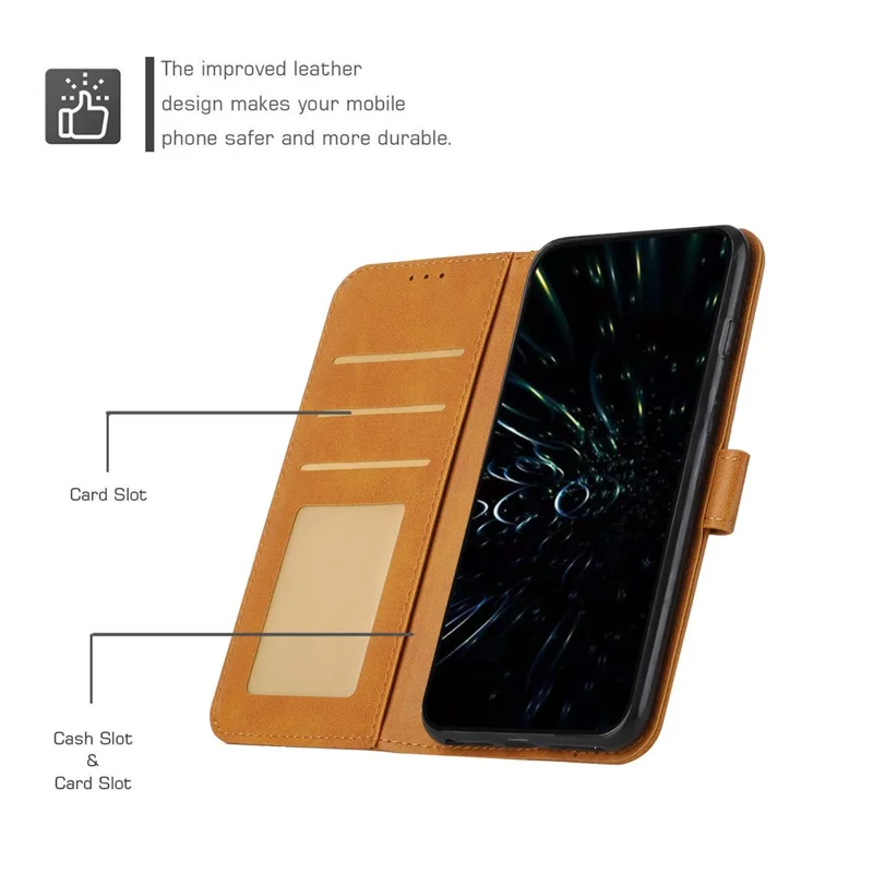 Leather Phone Case For Honor 400 Smart 5G / 4G / X7d 4G / 5G Foldable Stand Wallet Flip Cover with Strap - Yellow