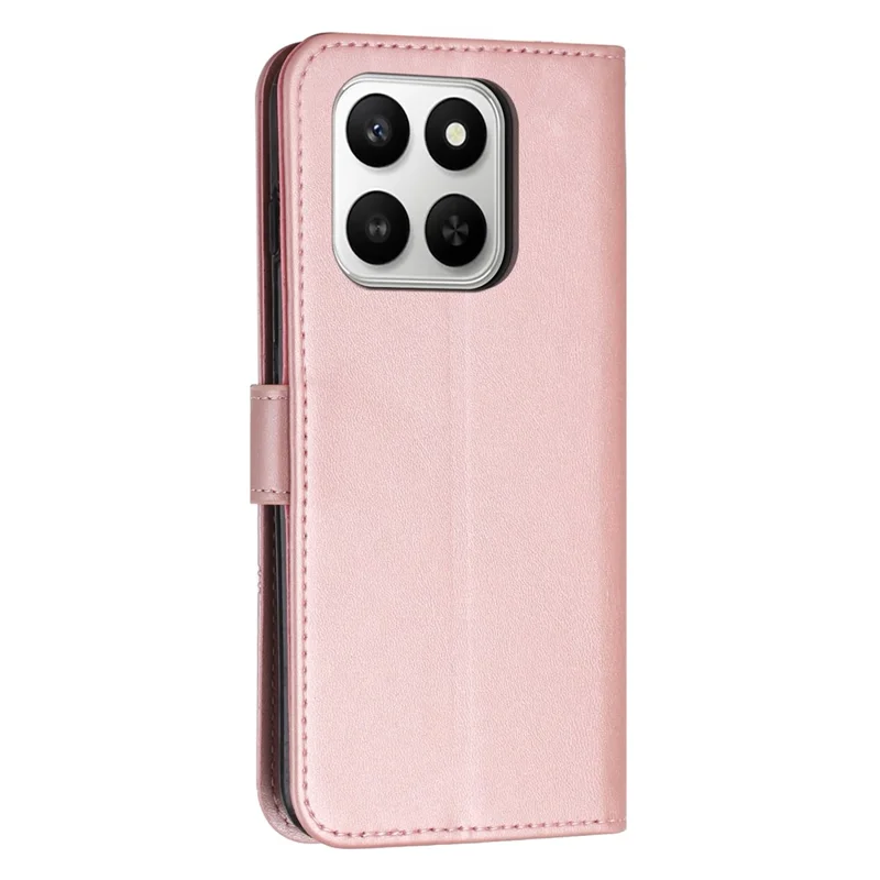 Leather Phone Case For Honor 400 Smart 5G / 4G / X7d 4G / 5G  Foldable Stand Wallet Flip Cover with Strap - Rose Gold