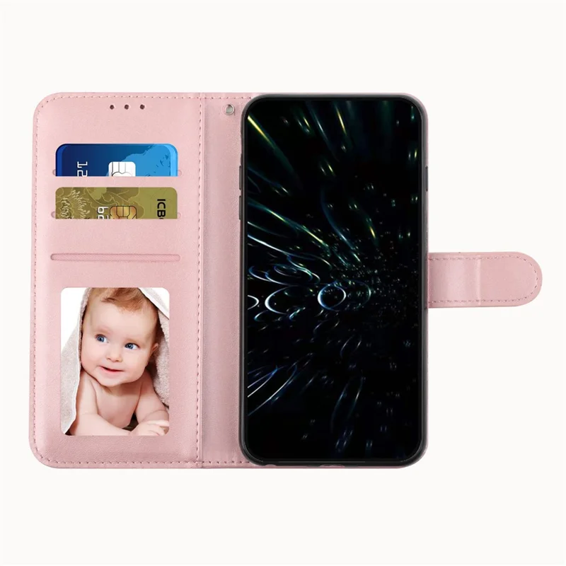 Leather Phone Case For Honor 400 Smart 5G / 4G / X7d 4G / 5G  Foldable Stand Wallet Flip Cover with Strap - Rose Gold