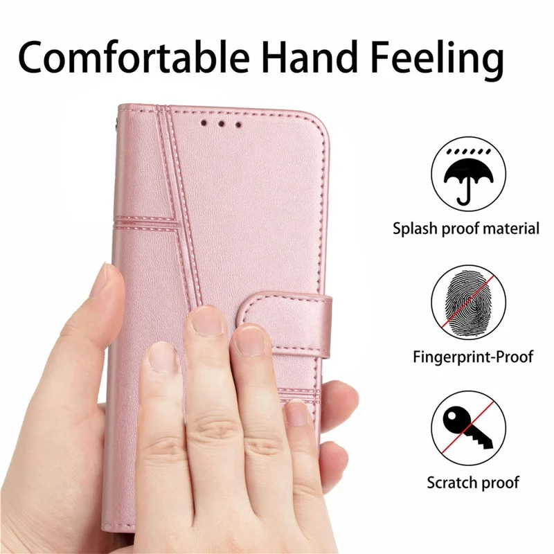 Leather Phone Case For Honor 400 Smart 5G / 4G / X7d 4G / 5G  Foldable Stand Wallet Flip Cover with Strap - Rose Gold