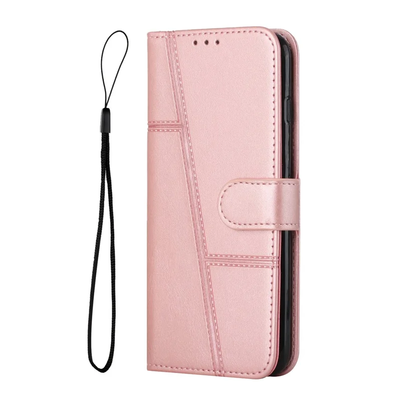 Leather Phone Case For Honor 400 Smart 5G / 4G / X7d 4G / 5G  Foldable Stand Wallet Flip Cover with Strap - Rose Gold
