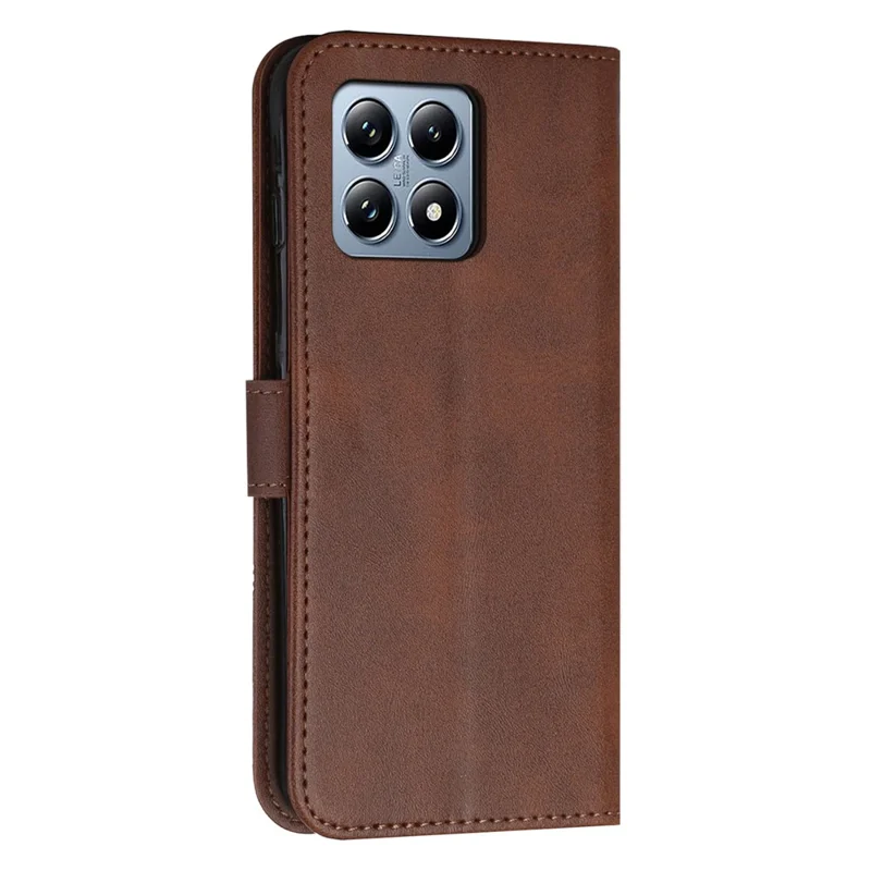 For Xiaomi 15T Leather Phone Case Foldable Stand Wallet Flip Cover with Strap - Brown