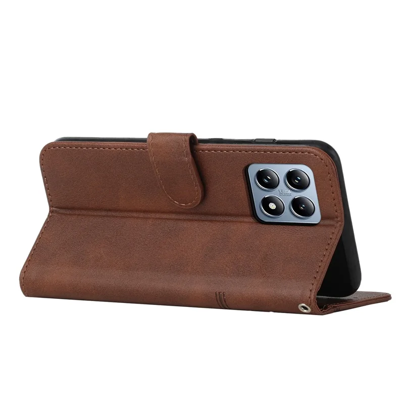For Xiaomi 15T Leather Phone Case Foldable Stand Wallet Flip Cover with Strap - Brown