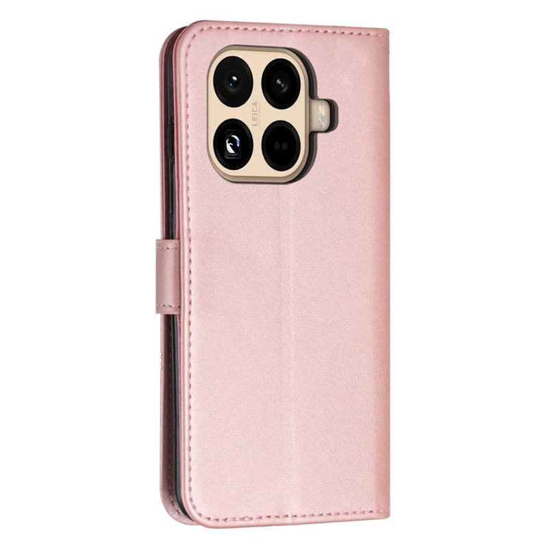 For Xiaomi 15T Pro Leather Phone Case Foldable Stand Wallet Flip Cover with Strap - Rose Gold