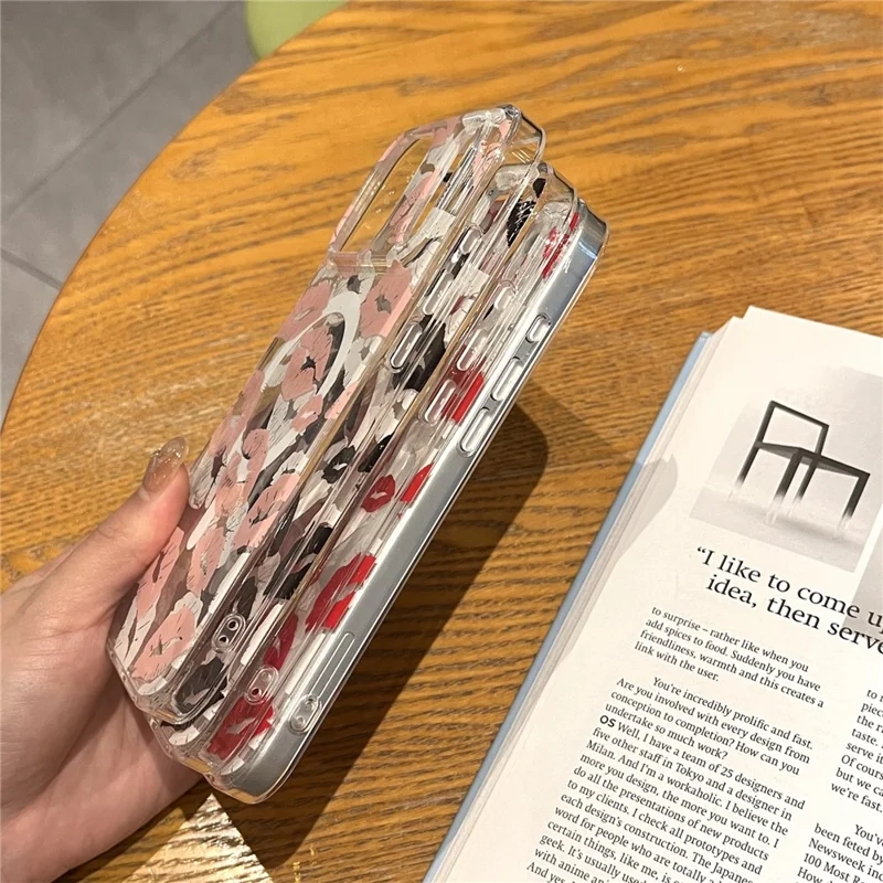 For iPhone 17 Pro Case Compatible with MagSafe IMD Lip Print Pattern TPU PC Phone Back Cover - Pink