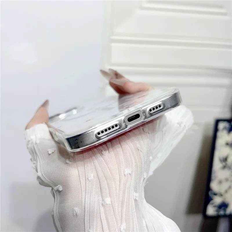 For iPhone 16 Pro Max Case Compatible with MagSafe Laser Floral IMD TPU PC Phone Back Cover - White Flowers