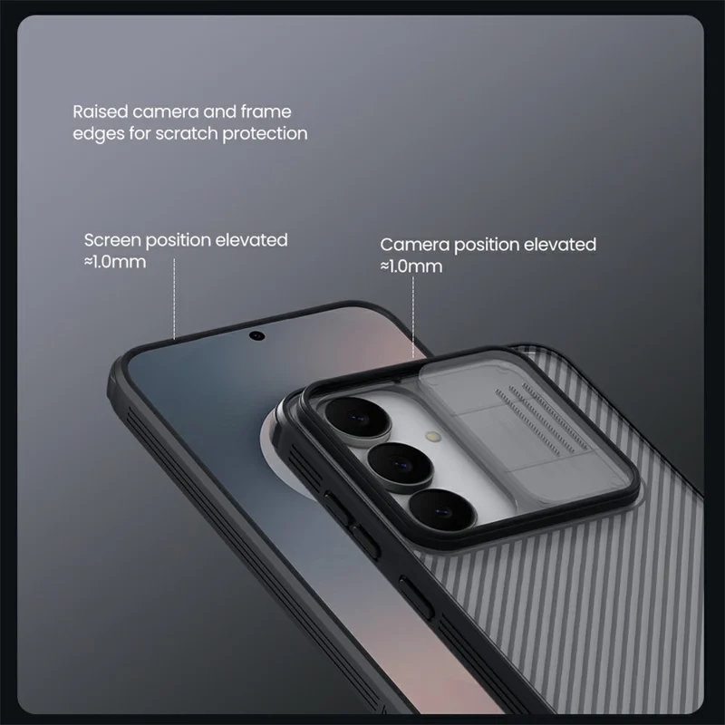 NILLKIN Camshield Pro Series For Samsung Galaxy S25 FE Case TPU + PC Clear Black Phone Cover with Camera Slider