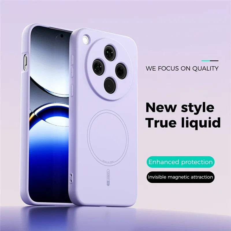 ABEEL For Oppo Find X8 5G Magnetic Case Skin Touch Liquid Silicone Phone Back Cover - Purple