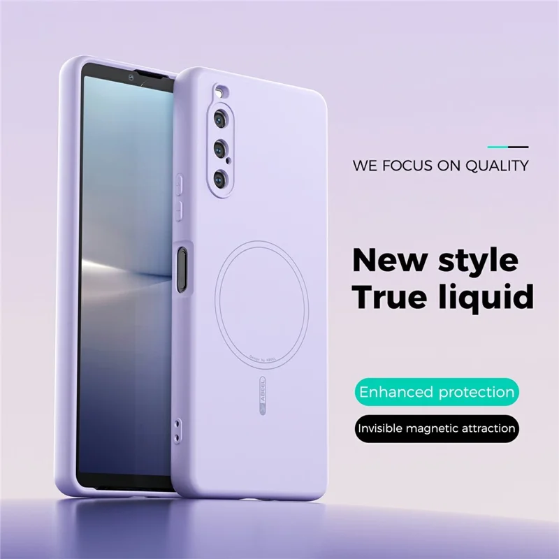 ABEEL For Sony Xperia 10 V Magnetic Case Skin Touch Liquid Silicone Phone Back Cover - Purple
