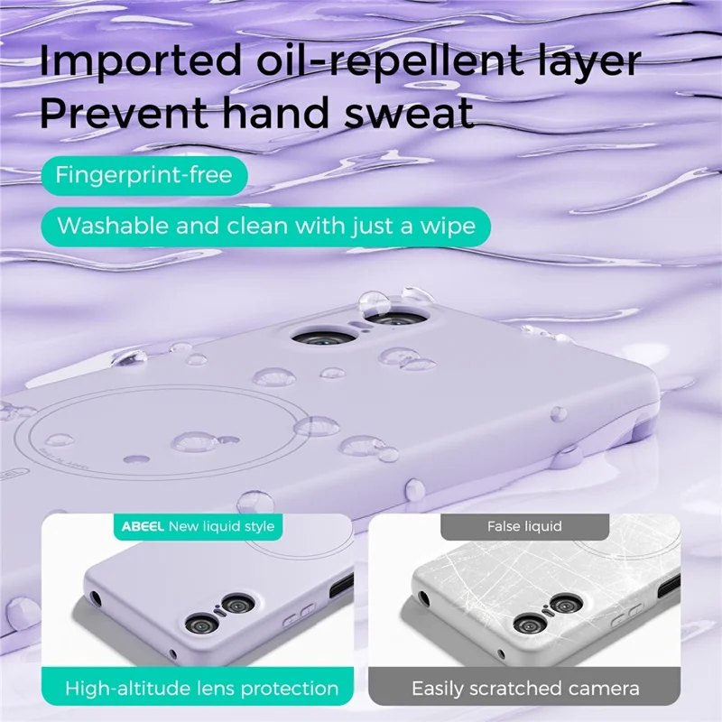 ABEEL For Sony Xperia 10 VI Magnetic Case Skin Touch Liquid Silicone Phone Back Cover - Purple