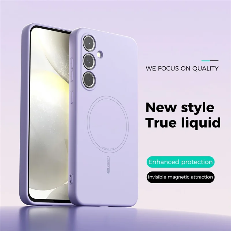 ABEEL For Samsung Galaxy S24+ Magnetic Case Skin Touch Liquid Silicone Phone Back Cover - Purple