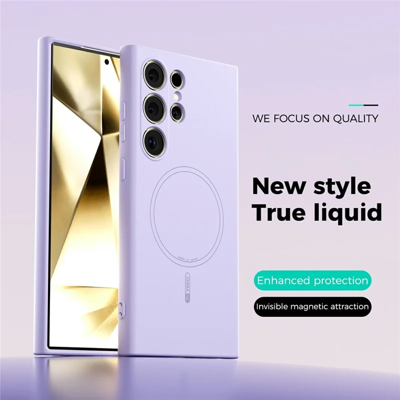 ABEEL For Samsung Galaxy S24 Ultra Magnetic Case Skin Touch Liquid Silicone Phone Back Cover - Purple