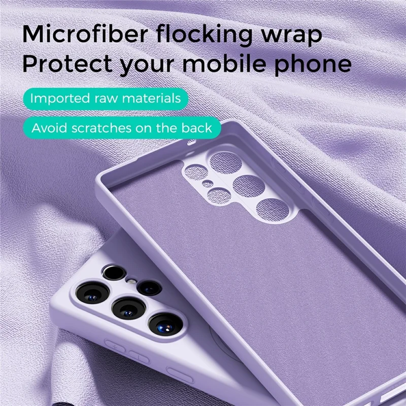 ABEEL For Samsung Galaxy S24 Ultra Magnetic Case Skin Touch Liquid Silicone Phone Back Cover - Purple