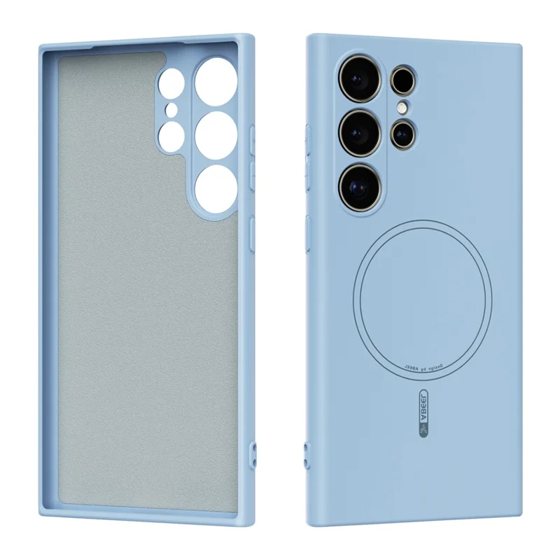 ABEEL For Samsung Galaxy S24 Ultra Magnetic Case Skin Touch Liquid Silicone Phone Back Cover - Sky Blue