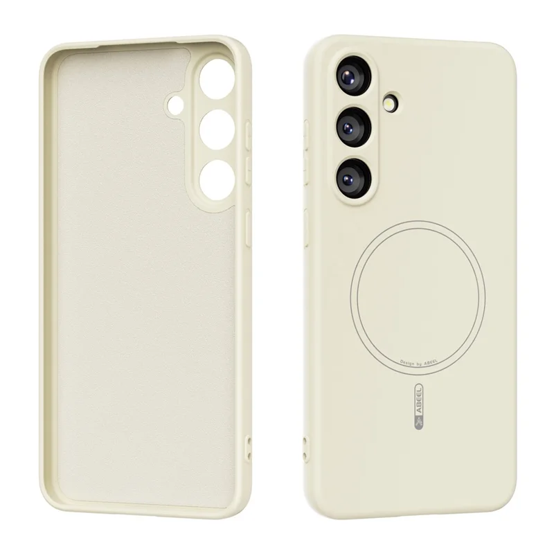 ABEEL For Samsung Galaxy S25 Magnetic Case Skin Touch Liquid Silicone Phone Back Cover - Beige