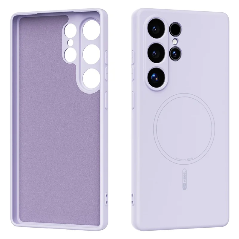 ABEEL For Samsung Galaxy S25 Ultra Magnetic Case Skin Touch Liquid Silicone Phone Back Cover - Purple