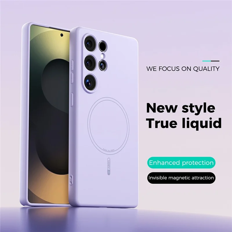 ABEEL For Samsung Galaxy S25 Ultra Magnetic Case Skin Touch Liquid Silicone Phone Back Cover - Purple