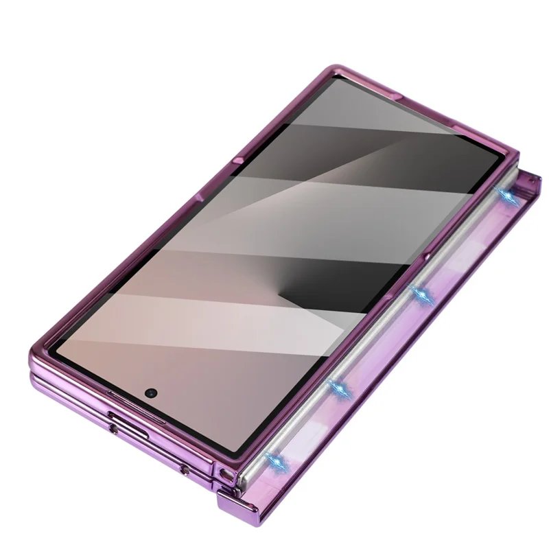 For Samsung Galaxy Z Fold7 5G Magnetic Case Rotating Kickstand Electroplated PC Phone Cover - Purple