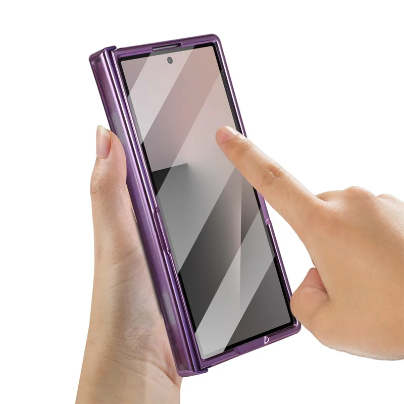 For Samsung Galaxy Z Fold7 5G Magnetic Case Rotating Kickstand Electroplated PC Phone Cover - Purple