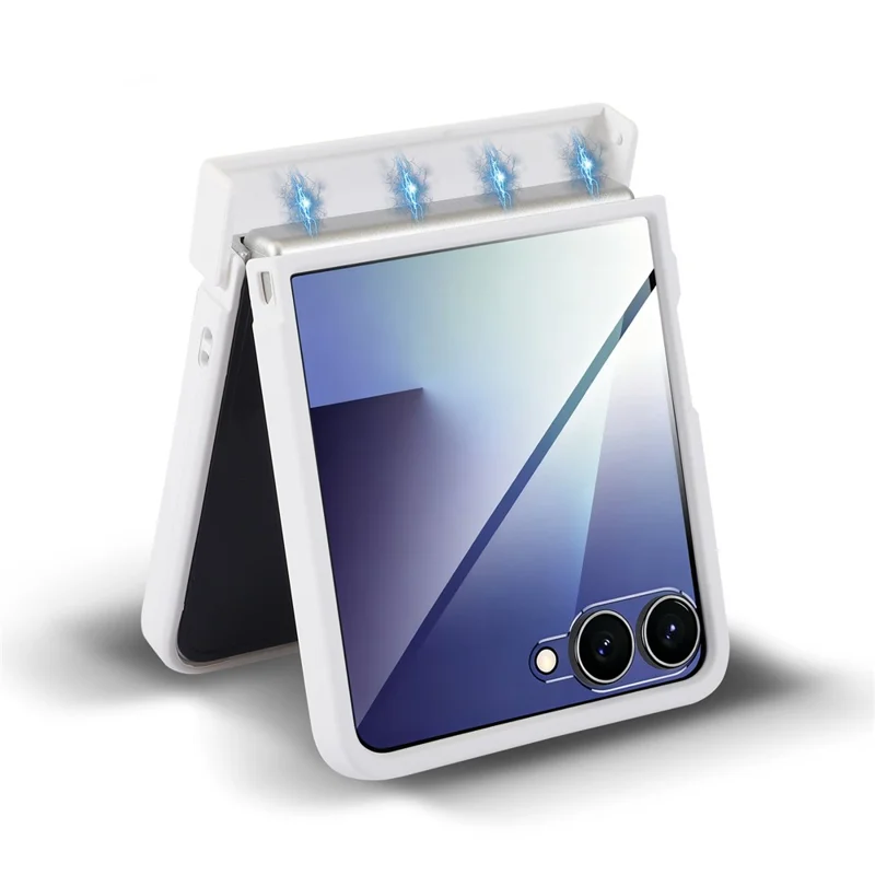 For Samsung Galaxy Z Flip7 5G Magnetic Case Rotating Kickstand Electroplated PC Phone Cover - Black