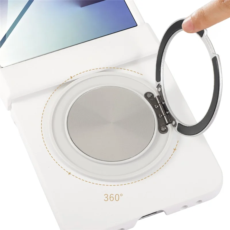 For Samsung Galaxy Z Flip7 5G Magnetic Case Rotating Kickstand Electroplated PC Phone Cover - Black