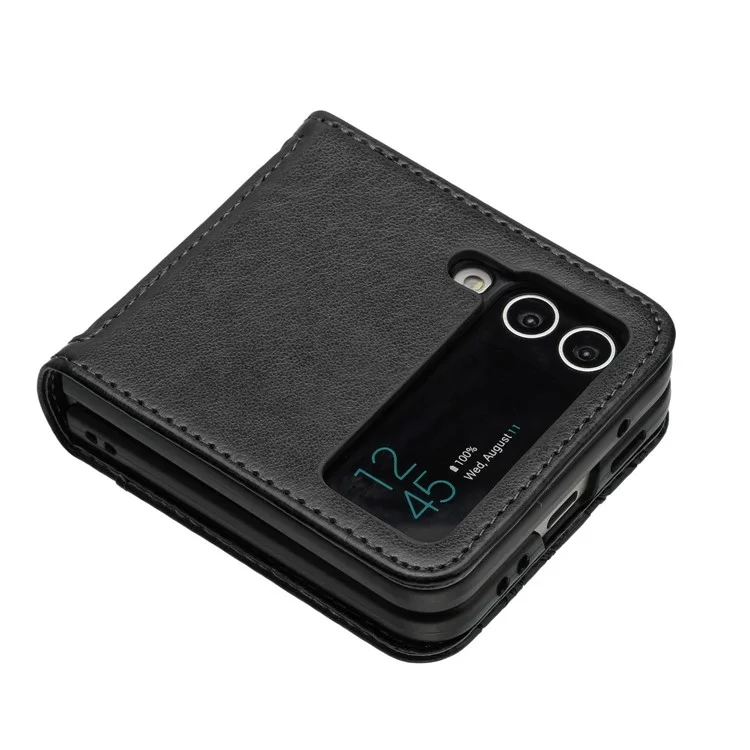 Für Samsung Galaxy Z Flip4 5G PU-Leder Prägedruck Blumen Schmetterlinge Handyhülle Stoßfest Schutzhülle - Schwarz