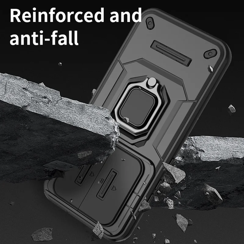 For Xiaomi Redmi Note 15 Pro 5G (Global) Case PC + TPU Kickstand Phone Protector with Lens Cover - Black