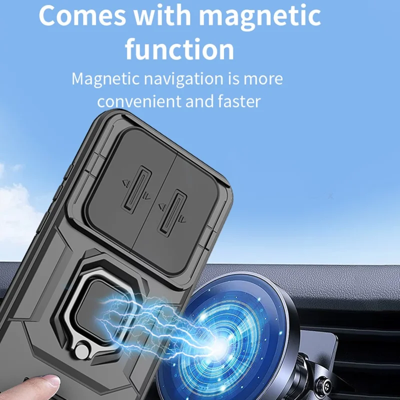 For Xiaomi Redmi Note 15 Pro 5G (Global) Case PC + TPU Kickstand Phone Protector with Lens Cover - Black