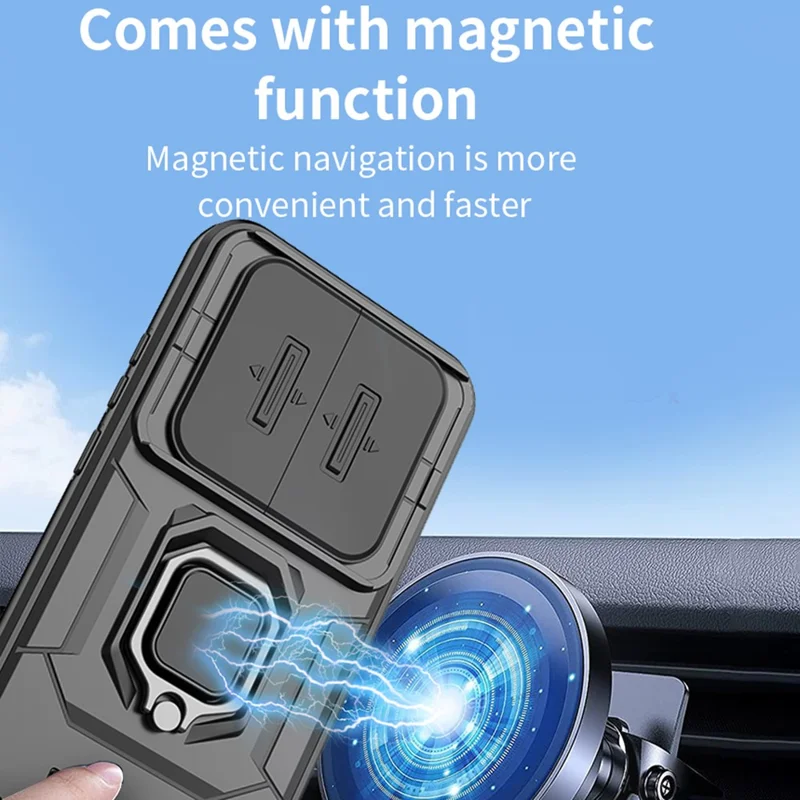 For Xiaomi Poco M8 Pro 5G / Redmi Note 15 Pro+ 5G (Global) Case PC + TPU Kickstand Phone Protector with Lens Cover - Black