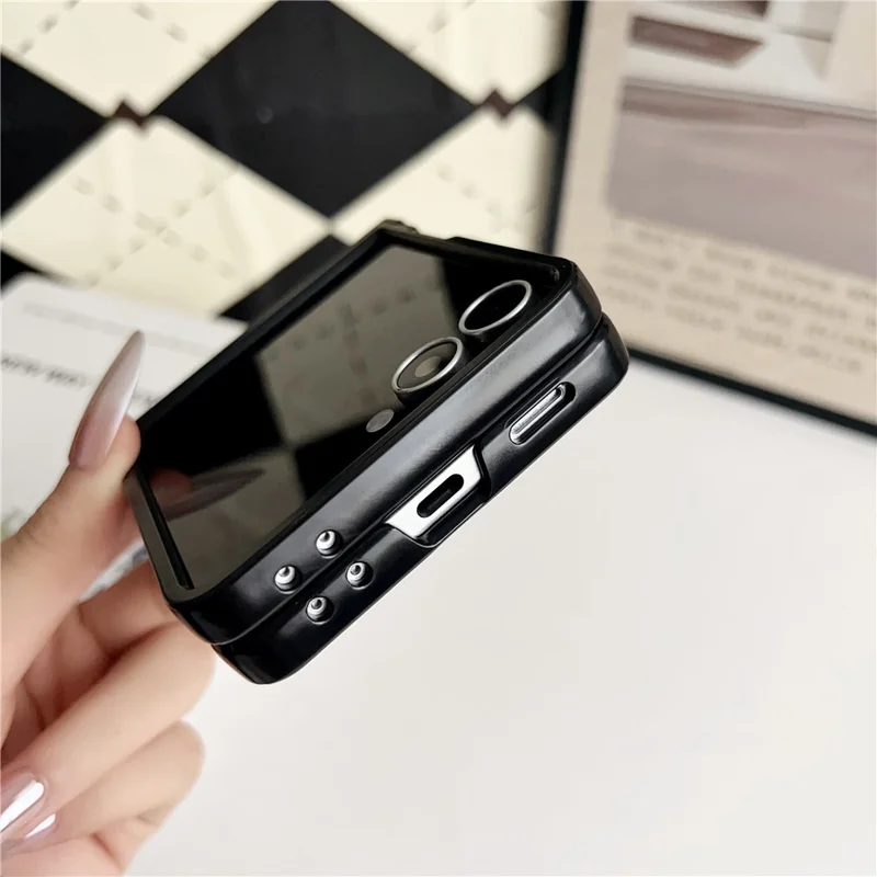 For Samsung Galaxy Z Flip7 5G Case Vintage Woven Pattern PU + TPU Phone Cover with Ring Holder - Khaki