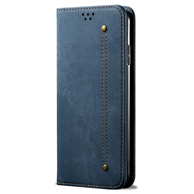 For Google Pixel 7 5G Jeans Cloth Texture PU Leather Wallet Phone Case Stand Magnetic Auto-absorbed Protective Cover - Blue