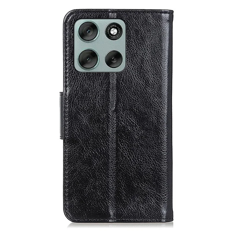For Motorola Moto G86 5G Case Nappa Texture Split Leather Wallet Phone Cover - Black