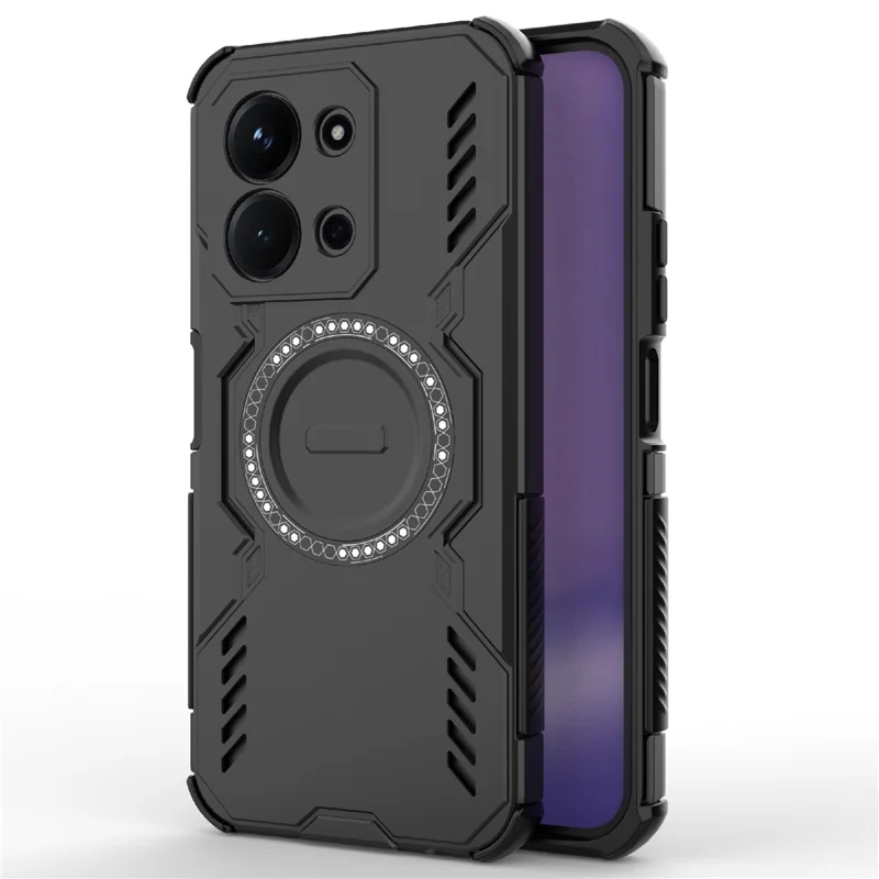 Magnetic Case For Xiaomi Redmi 15C 5G (EU) (173mm)  /  4G (EU) (173mm)  /  Poco C85 4G (173mm) Hollow Heat Dissipation PC + TPU Phone Cover - Black