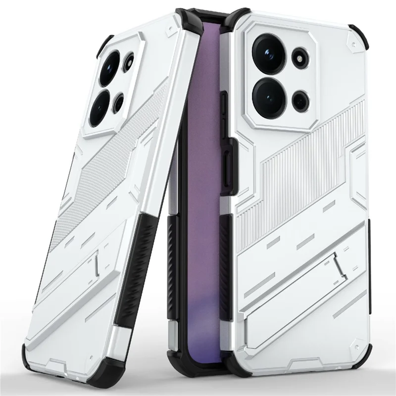 Obudowa na telefon do Xiaomi Redmi 15C 5G (UE) (173 mm) / 4G (UE) (173 mm) / Poco C85 4G (173 mm) Odporna na wstrząsy obudowa PC + TPU z podstawką - Biały