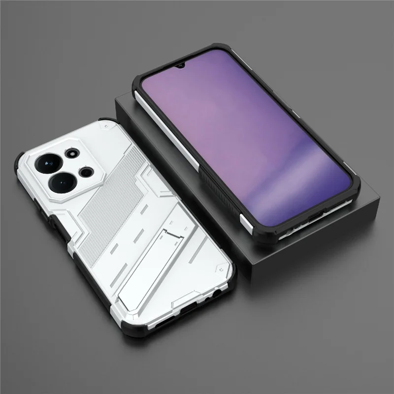 Obudowa na telefon do Xiaomi Redmi 15C 5G (UE) (173 mm) / 4G (UE) (173 mm) / Poco C85 4G (173 mm) Odporna na wstrząsy obudowa PC + TPU z podstawką - Biały