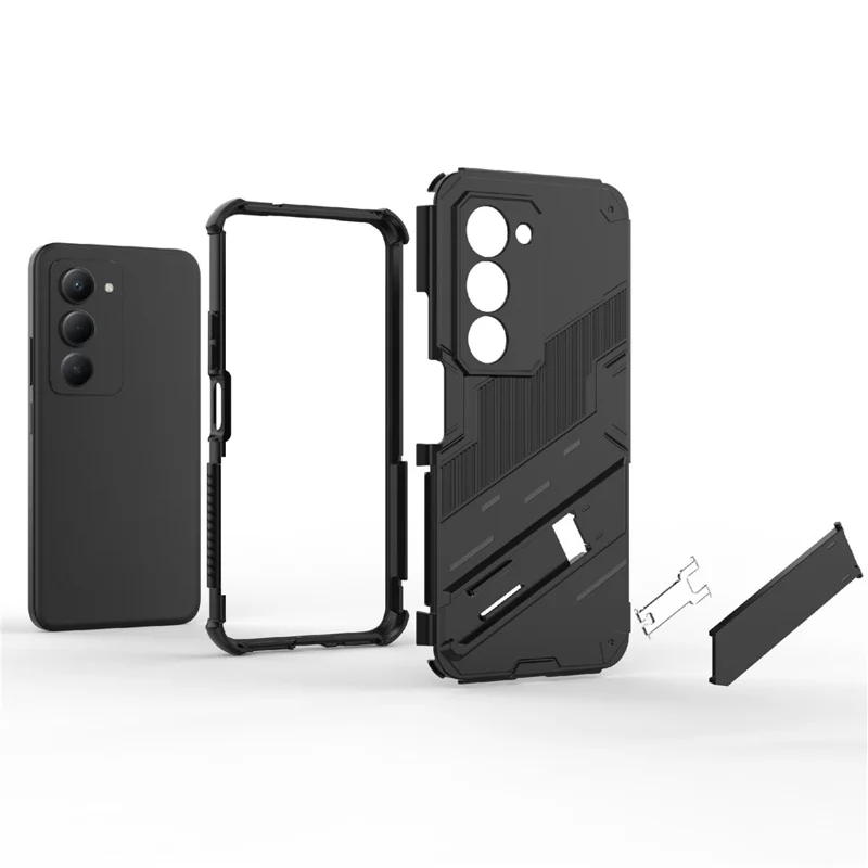 For Xiaomi Redmi 15 5G (Global) (169mm)  /  15 4G (169mm) Case PC + TPU Shockproof Phone Cover with Kickstand - Black