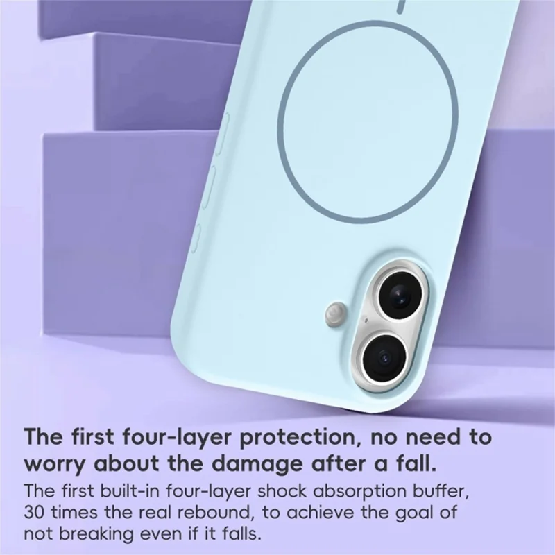 For iPhone 17 Case Compatible with MagSafe Liquid Silicone Anti-Drop Phone Cover - Sapphire