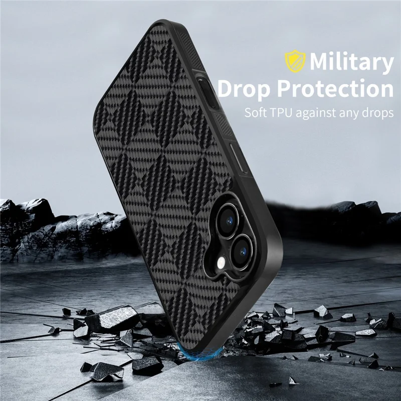 For iPhone 17 Case Compatible with MagSafe Aramid Fiber TPU Shockproof Phone Cover - Square Texture