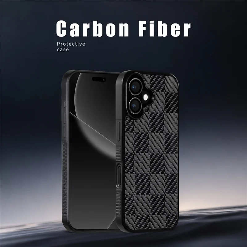 For iPhone 17 Case Compatible with MagSafe Aramid Fiber TPU Shockproof Phone Cover - Square Texture