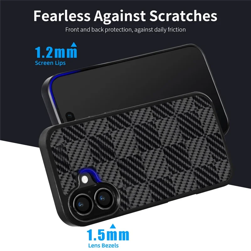 For iPhone 17 Case Compatible with MagSafe Aramid Fiber TPU Shockproof Phone Cover - Square Texture
